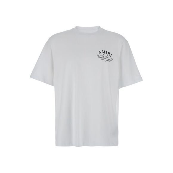 Amiri Men White Crewneck T-Shirt With Logo Print On The Front In Cotton Man